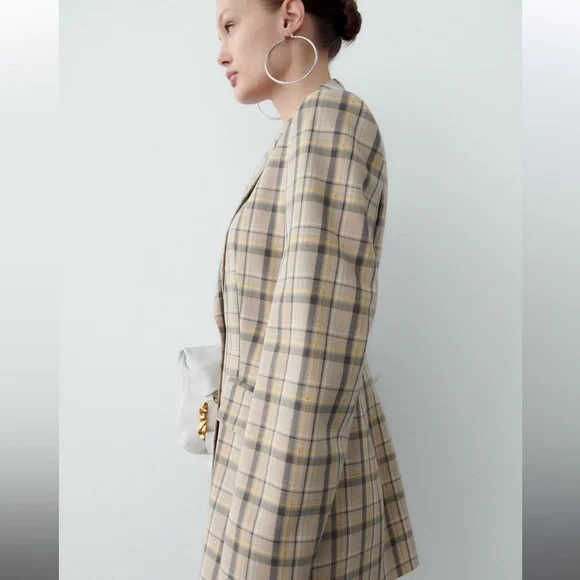 ZARA FITTED PLAID BLAZER #Cybermondaysale - Picture 9 of 14